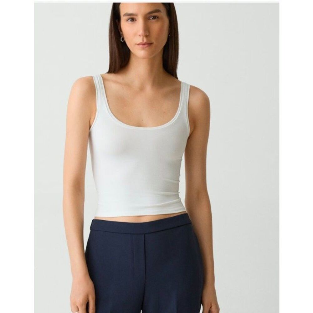 Theory Women's Tubular Scoop Neck Tank Top One Size White NWT 120
